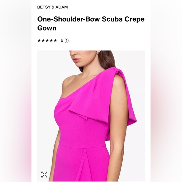 Fushia pink one shoulder rubbed dress. - Picture 3 of 3